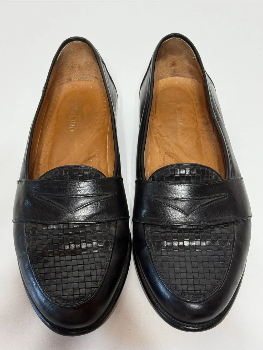 Vintage Basketweave Leather Penny Loafer